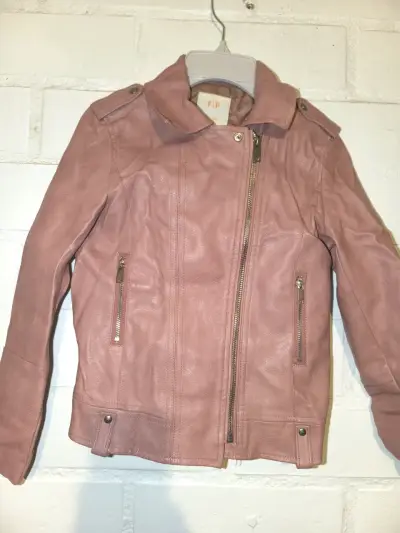 Chaqueta de cuero rosa FSP para niña - miniatura 1