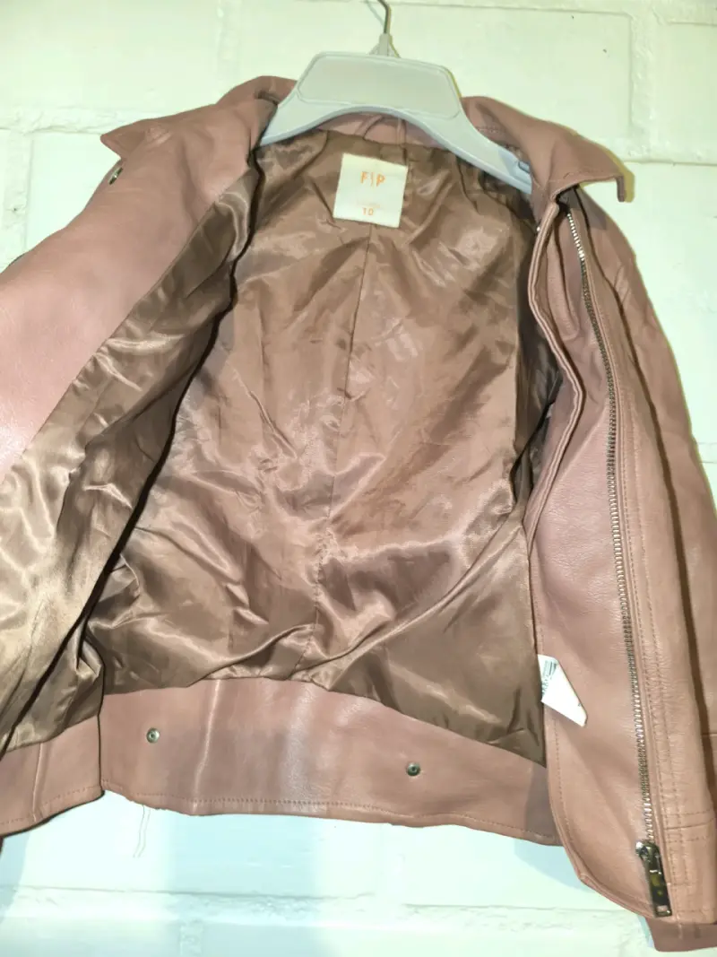 Chaqueta de cuero rosa FSP para niña - 3