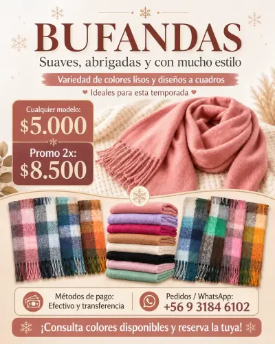 Bufandas suaves y abrigadas en varios colores - miniatura 1