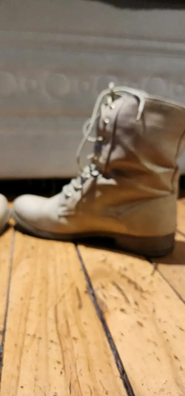 Botas beige de cuero con cordones - 3