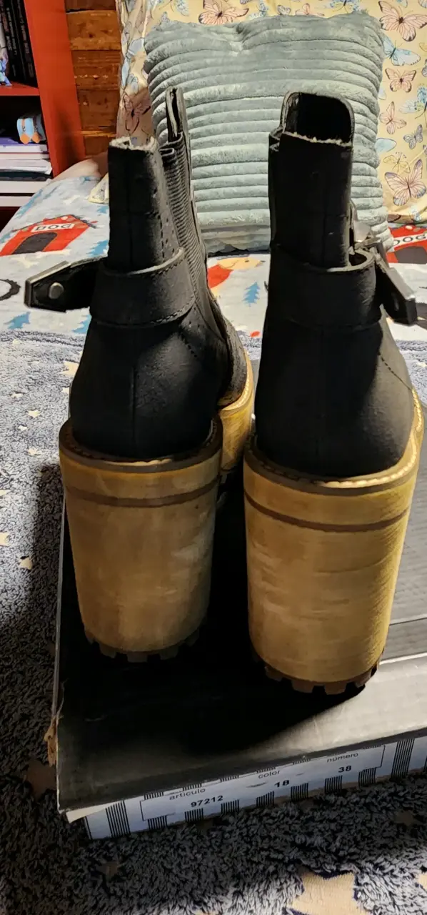 Botines de cuero negro con plataforma - 3