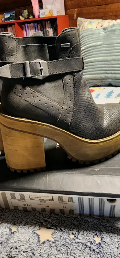 Botines de cuero negro con plataforma - miniatura 5