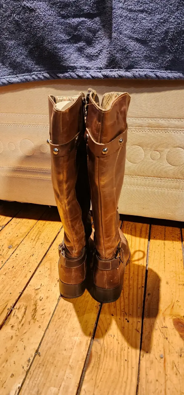 Botas de cuero marrón con cordones - 4