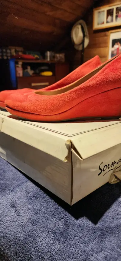 Zapatos de tacón bajo naranja para mujer - miniatura 2