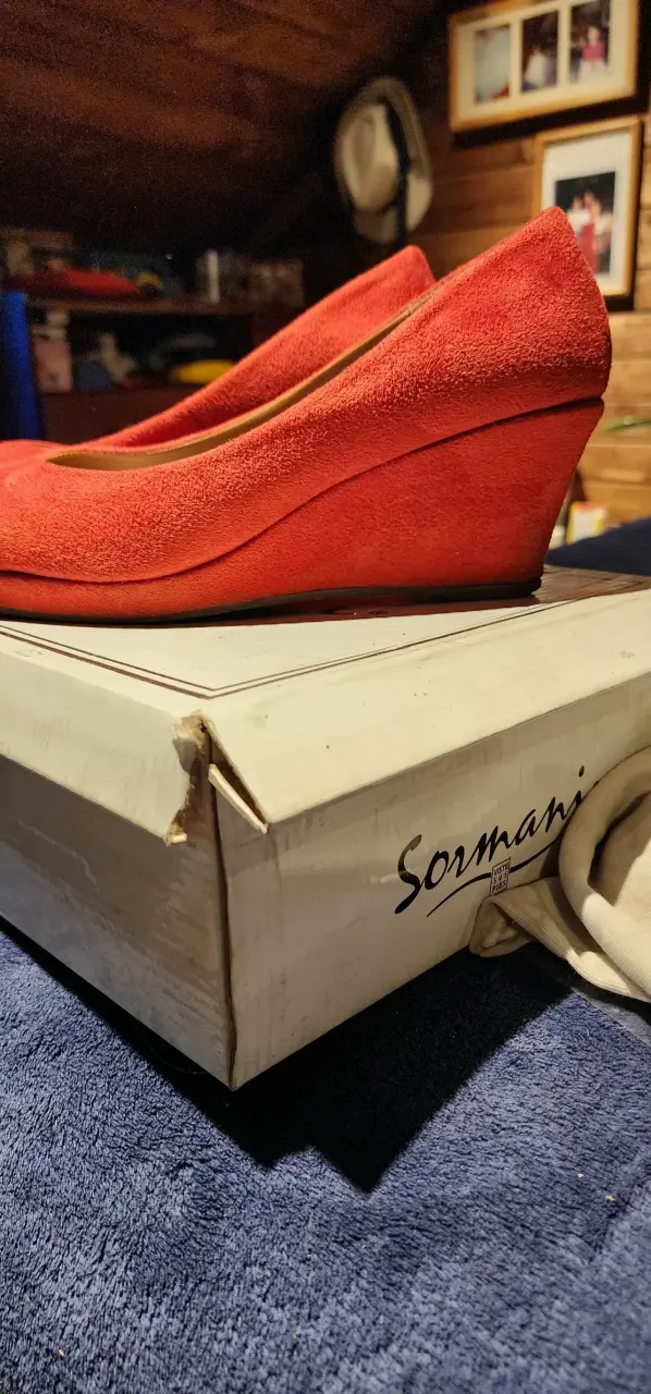Zapatos de tacón bajo naranja para mujer - 3