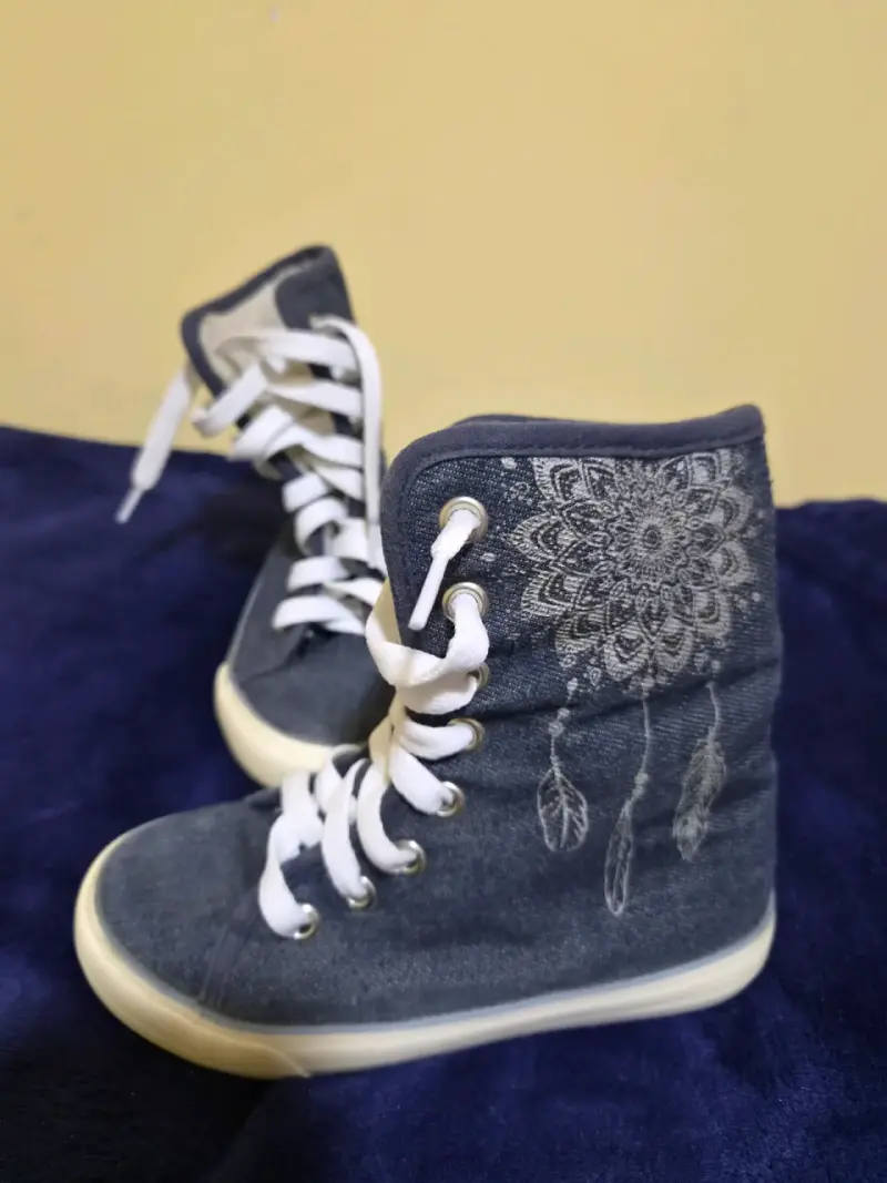 Zapatillas de lona azul con forro cálido - 2