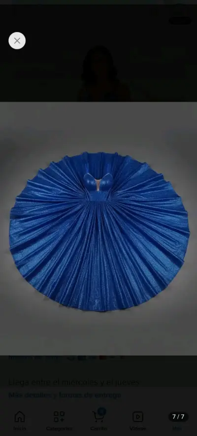 Vestido de gala azul brillante con escote profundo - miniatura 4