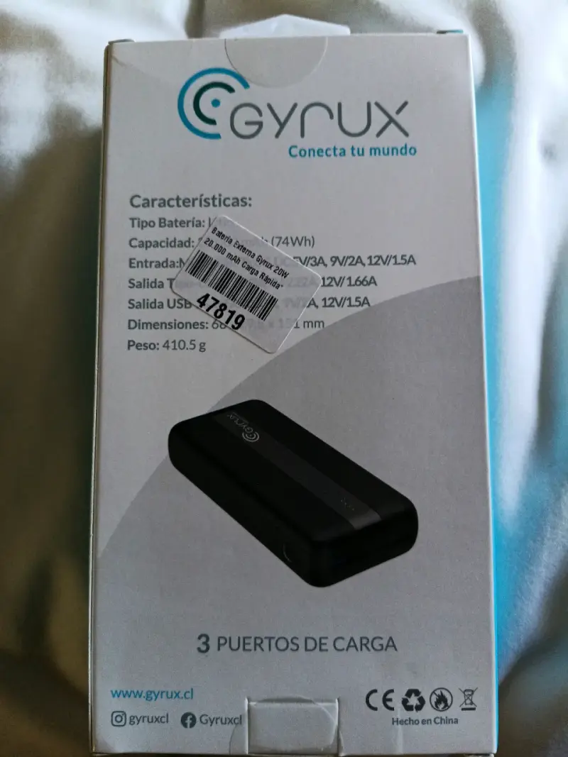 Batería Externa Gyrux 20000mAh Carga Rápida - 2
