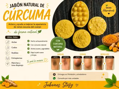 Jabón natural de cúrcuma artesanal - miniatura 1