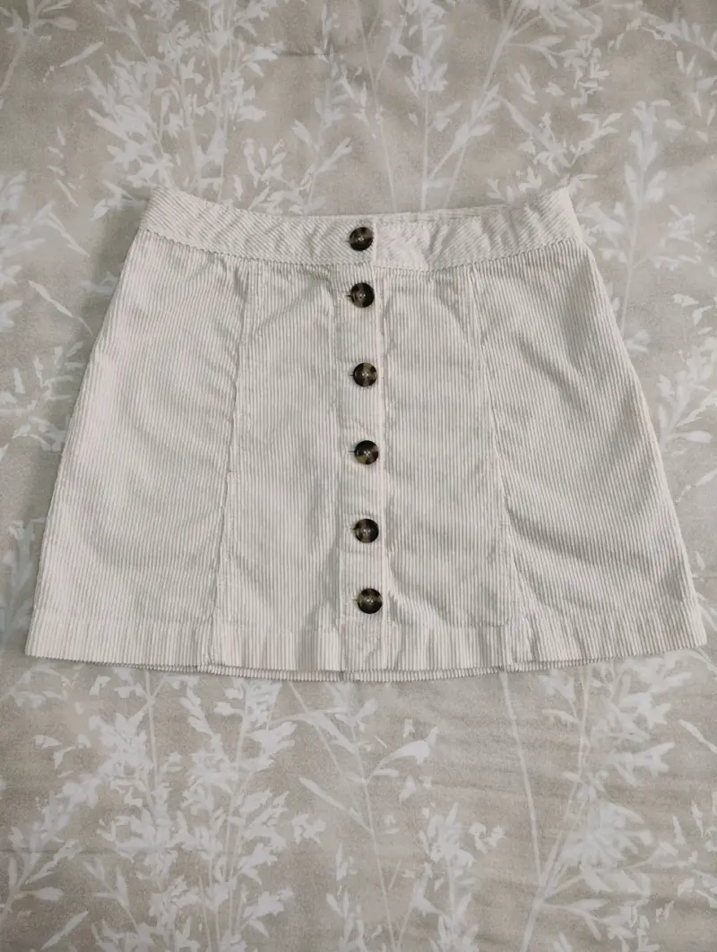 Falda cotele beige botones frontales - 1