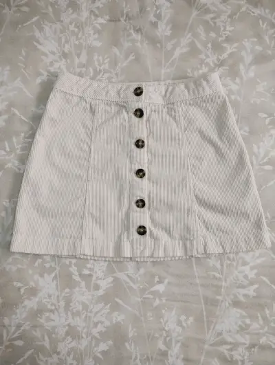 Falda cotele beige botones frontales - miniatura 1