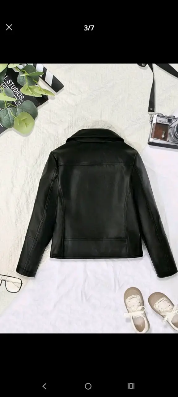 Chaqueta de cuero negra con cierre - 2