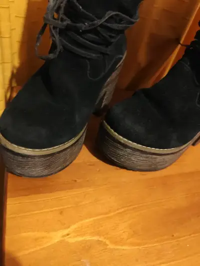 Botines negros de cuero gamuza 37 - miniatura 3