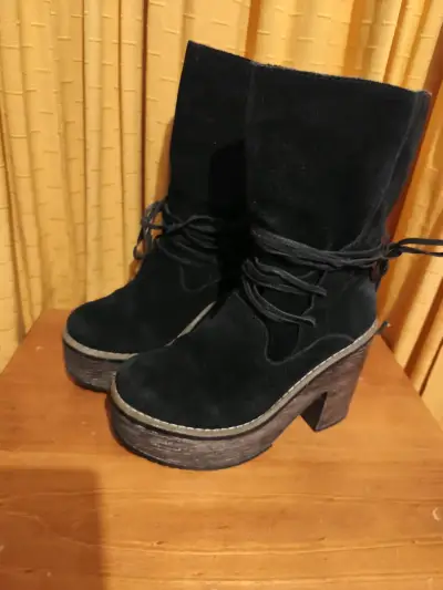 Botines negros de cuero gamuza 37 - miniatura 4