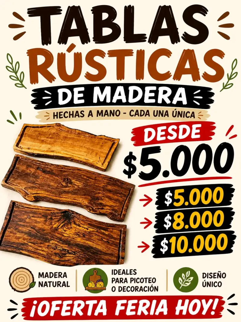 Tablas rústicas de madera hechas a mano
