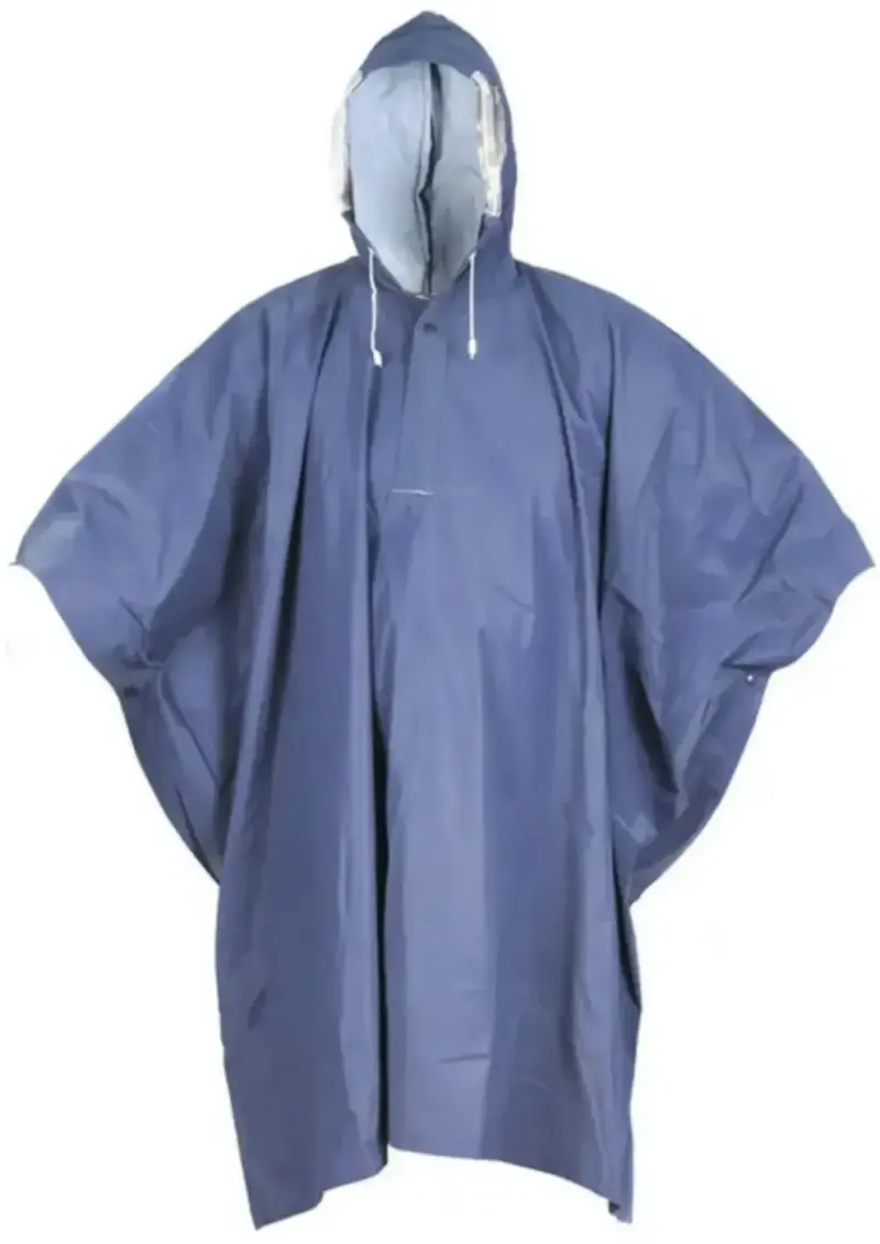 Poncho impermeable azul con capucha