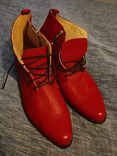 Botines de cuero rojos 42 - miniatura 1