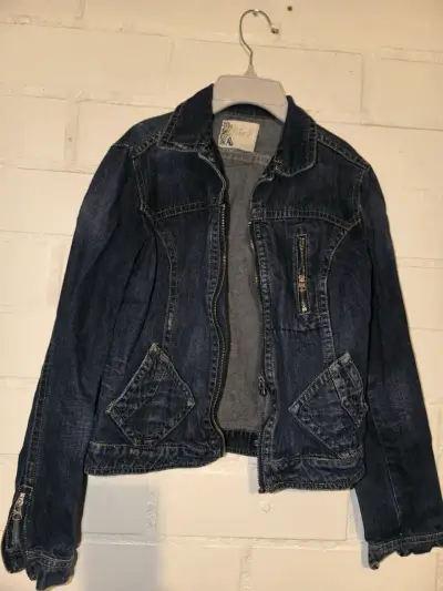 Chaqueta de mezclilla azul con cierre - miniatura 1