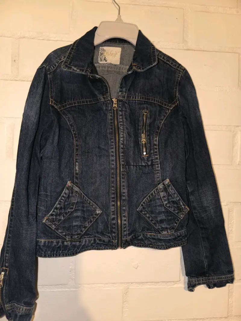 Chaqueta de mezclilla azul con cierre - 2