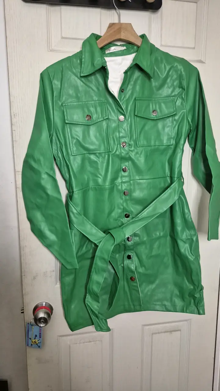 Chaqueta larga verde para mujer - 2