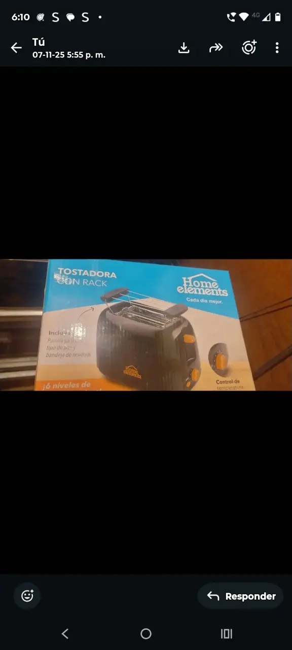 Tostadora Home Elements con parrilla y control de temperatura