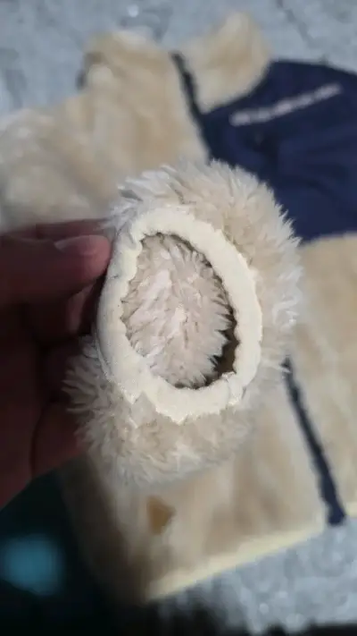 Chaqueta infantil de peluche beige y azul - miniatura 2