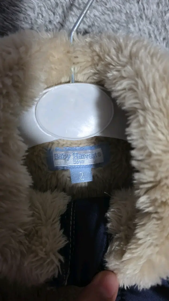 Chaqueta infantil de peluche beige y azul - 3