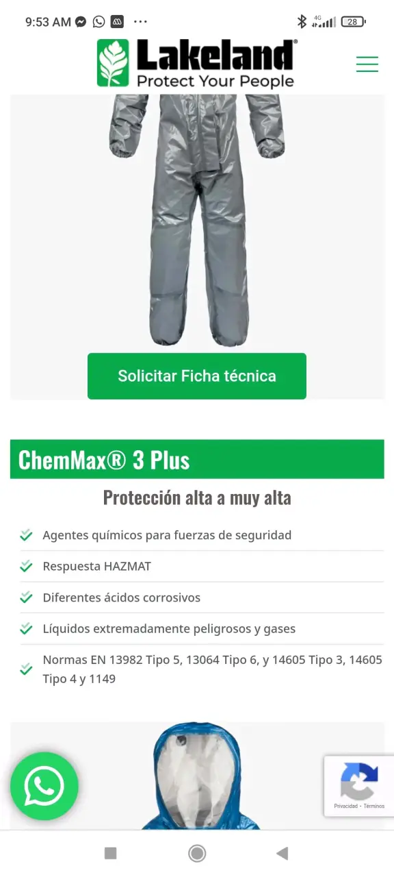 Traje protector químico gris ChemMax 3 - 2
