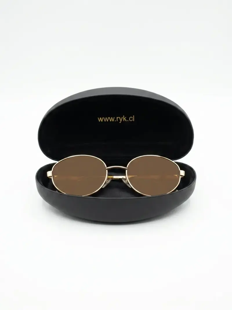 Gafas de sol doradas con estuche
