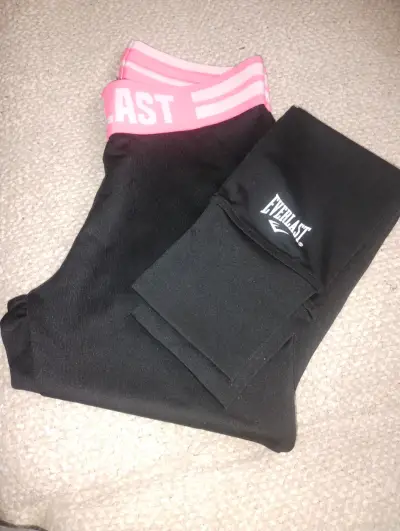 Leggings Everlast negros con cintura rosa - miniatura 1