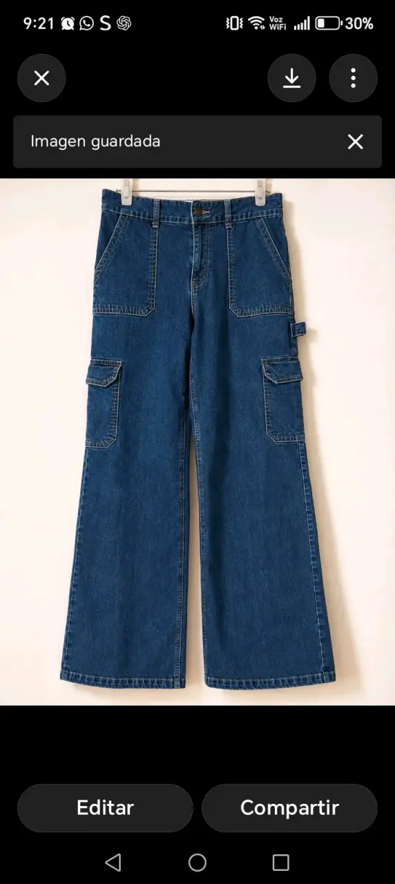 Pantalones cargo de mezclilla azul
