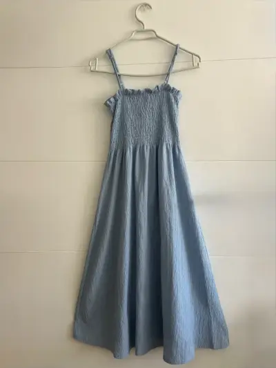 Vestido largo azul con tirantes - miniatura 1