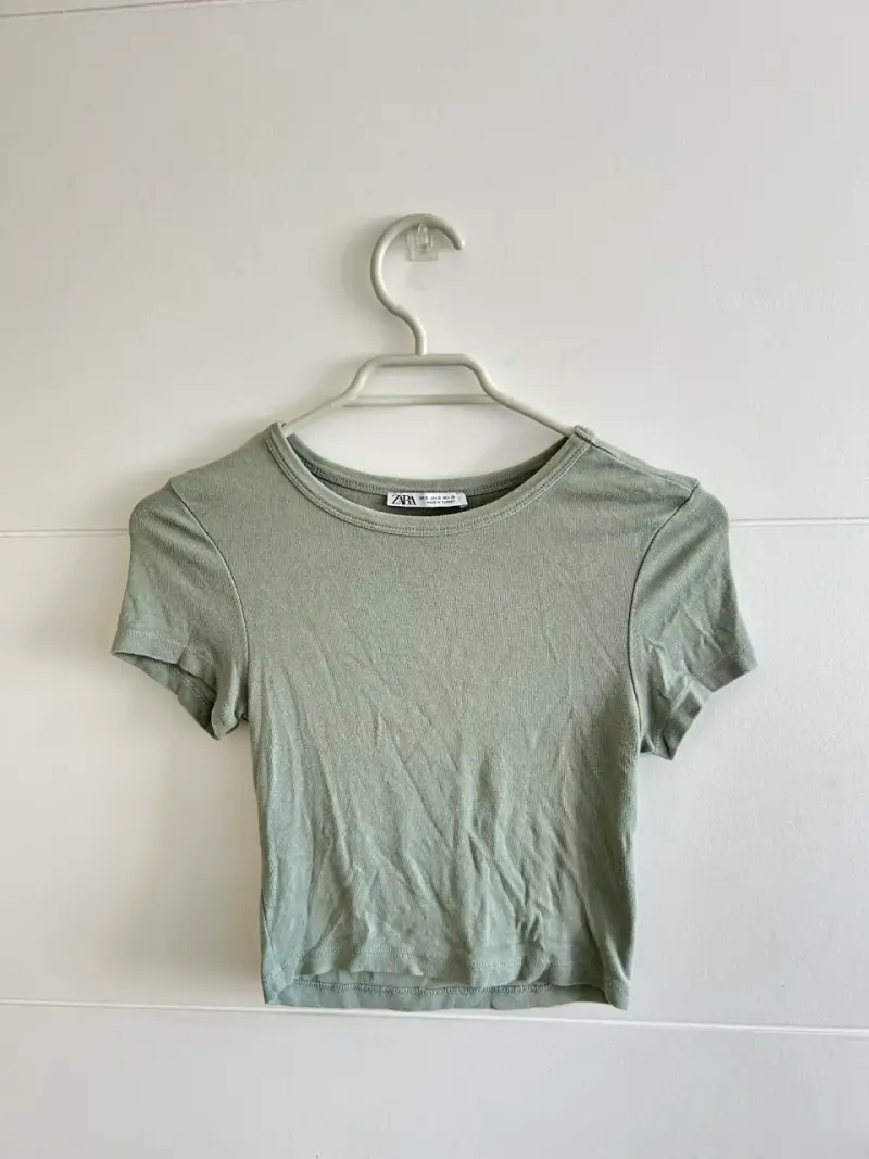 Polera verde menta Zara de algodón - 1