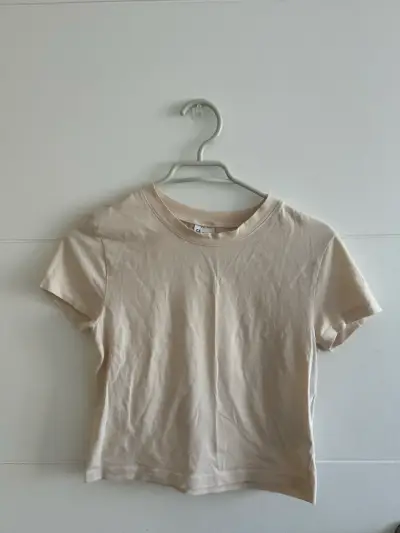 Polera beige de algodón para mujer - miniatura 1