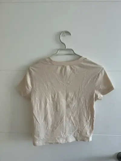 Polera beige de algodón para mujer - miniatura 2