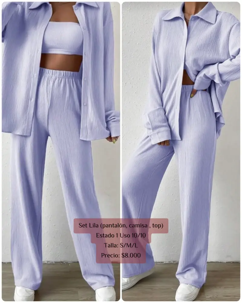 Set lila de tres piezas para mujer