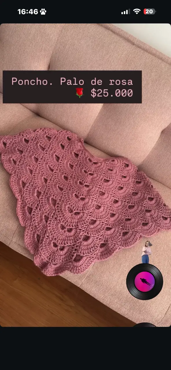Poncho tejido palo de rosa elegante - 1