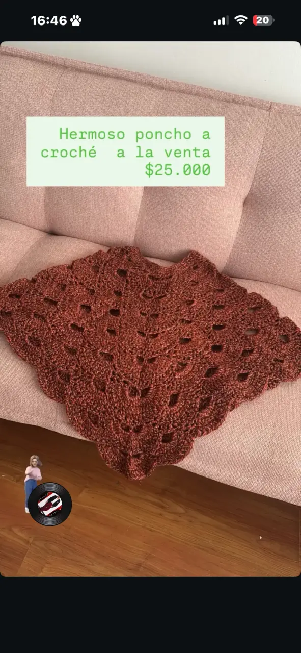 Poncho tejido palo de rosa elegante - 2