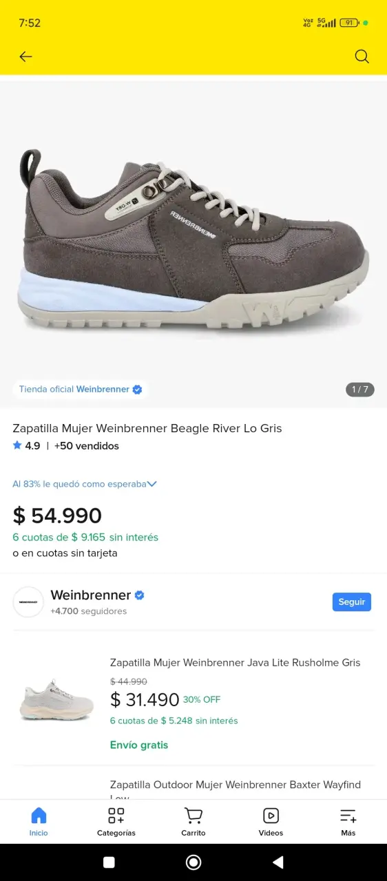 Zapatillas Weinbrenner Beagle River Gris - 6