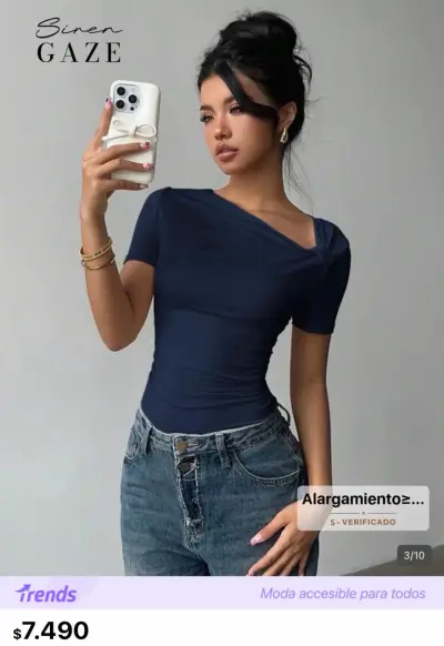 Polera azul marino  shein - miniatura 1