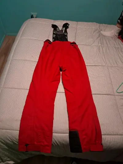 Pantalones de esquí rojos con tirantes - miniatura 1