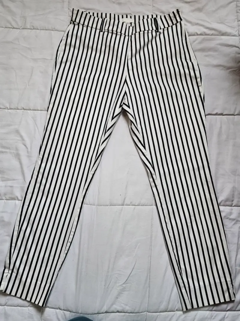 Pantalones a rayas blanco y negro - 1