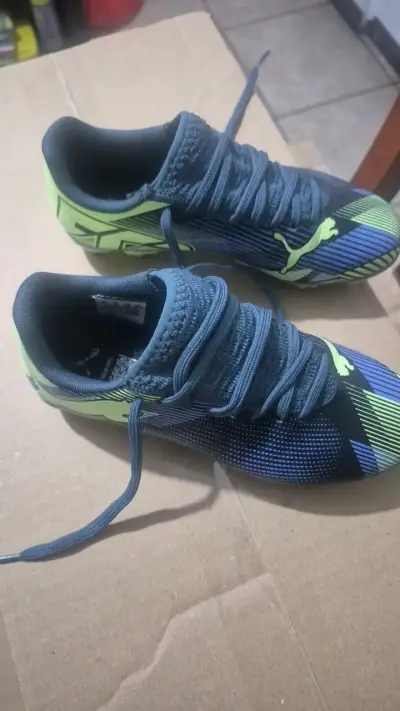 Zapatillas fútbol niño n° 31 Puma azul y verde - miniatura 2