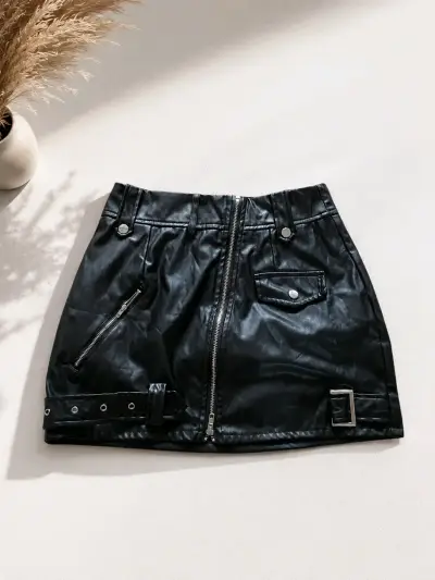 Falda de eco cuero negro - miniatura 2