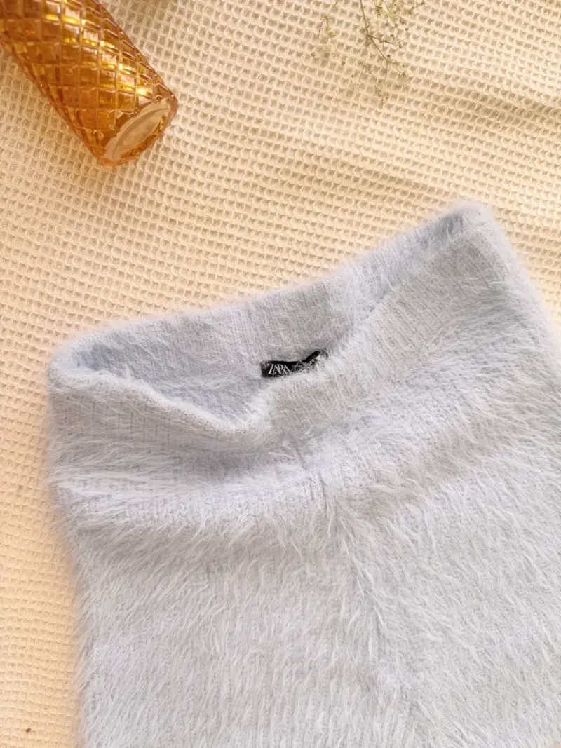 Short M Zara de lana celeste suave - 2