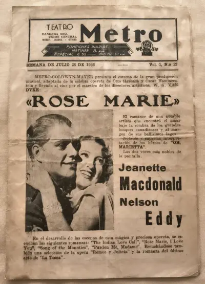 Programa o Noticiario de Cine Metro Año 1936 - miniatura 1