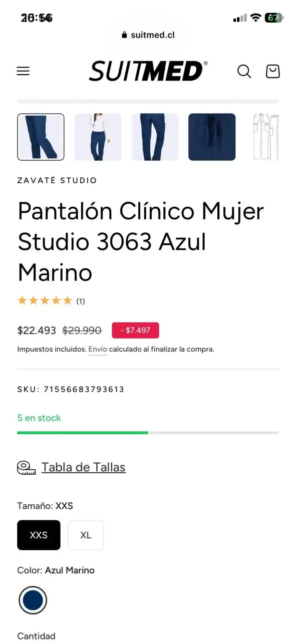 Pantalon clínico azul marino talla S - 4