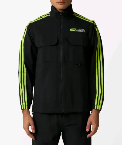 Chaqueta negra Adidas con rayas verdes - miniatura 1