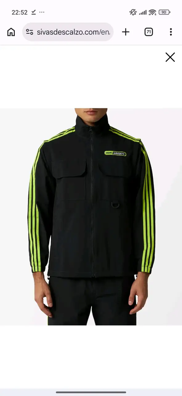 Chaqueta negra Adidas con rayas verdes - 2