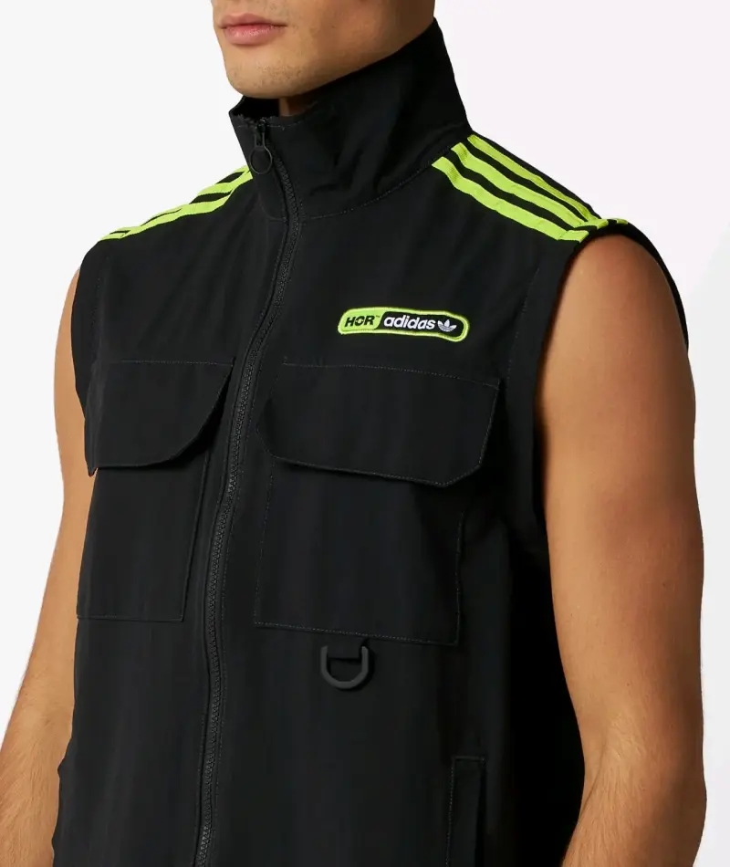 Chaqueta negra Adidas con rayas verdes - 3